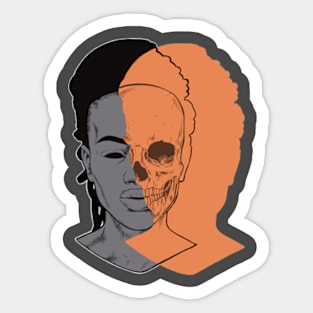 black girl skull side Sticker